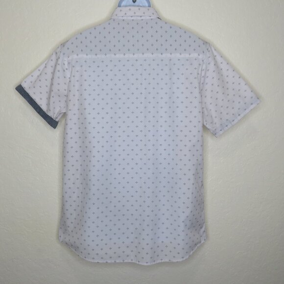 sahara Club* Men's Short Sleeve Button Down Curved‎ Hem BOHO Design Shirt~ Large - Picture 2 of 12